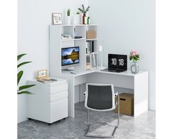 Hoekbureau - kantoor bureau- bureau- Computermeubel- Computertafel voor laptops- 124.7x107.8x152.5 - wit