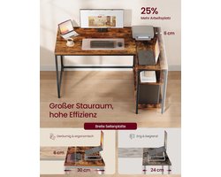 Hoekbureau L-vorm Vintage Bruin met Opbergrek en Verstelbare Planken 120x80 cm – Ruim Computer Bureau voor Thuis en Kantoor
