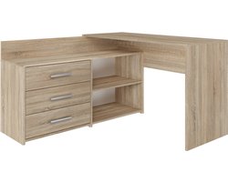 Hoekbureau licht eiken met ladekast