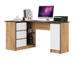 Hoekbureau Links B20 / Computerbureau / Computer Tafel / Bureautafel Links / Craft Eik - Wit / 155 x 77 x 85 cm