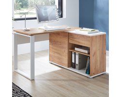 Hoekbureau Lloris 117x120cm - wit/eik