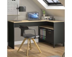 Hoekbureau Manchester | 136 X 88 X 73 Cm | Helvezia Oak-design - Gautier - Diagone - Hoekbureau - Antraciet - MDF