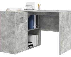 Hoekbureau met lade - L-vormige werkplek - Efficiënt werken - Compact design - 102 x 88 cm - Beton Grijs