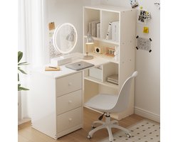 Hoekbureau - met opbergruimte - met laden - Wit - 117 x 63 x 135 cm
