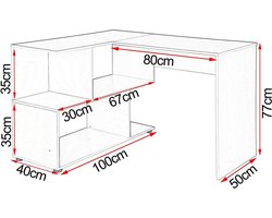 Hoekbureau met planken in wit TS64ws