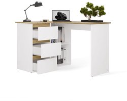 Hoekbureau nice wit eiken 3 lades links Wit