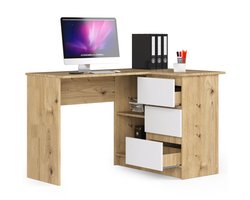 Hoekbureau Rechts B16 / Computerbureau / Computer Tafel / Bureautafel Rechts / Artisan Eik - Wit / 124 x 77 x 85 cm