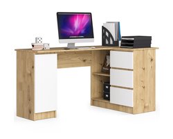 Hoekbureau Rechts B20 / Computerbureau / Computer Tafel / Bureautafel Rechts / Artisan Eik - Wit / 155 x 77 x 85 cm