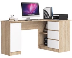 Hoekbureau Rechts B20 / Computerbureau / Computer Tafel / Bureautafel Rechts / Sonoma Eik - Wit / 155 x 77 x 85 cm