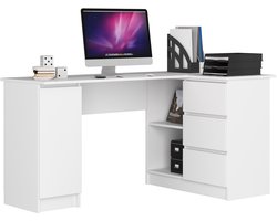 Hoekbureau Rechts B20 / Computerbureau / Computer Tafel / Bureautafel Rechts /Wit / 155 x 77 x 85 cm