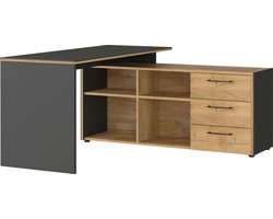 Hoekbureau Robert met kast - antraciet/eik