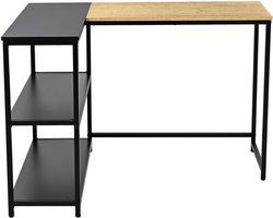 Hoekbureau Schmitt - 110x80x76cm - met opbergruimte - eikdecor/zwart - Emob Exclusive - Black Friday - Bruin; Zwart - Metaal; Spaanplaat - Black Friday -