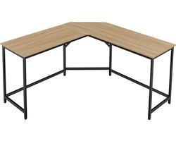 Hoekbureau - SONOMA - Stalen Frame, Groot en Stabiel, Perfect voor Studentekamer, Jeugdkamer of Kantoor, Kleur: Eiken Sonoma en Zwart, 149 x 149 x 76 cm, Max. 50 kg
