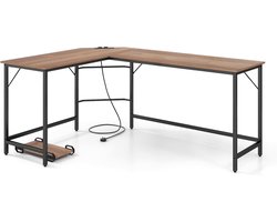 Hoekbureau - Werkstation bureau - Thuiswerken - Met laadstation - 168 x 125 cm - Nature