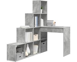 Hoekbureau - Werktafel L-vorm - Thuiswerken Studeren - Ruime Opbergruimte - 101x149 cm - Beton Grijs