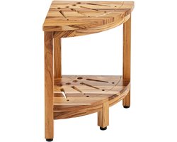 Hoekdouchebank van Teakhout, 17 Inch Hoog, 12 Inch Radius, 100% Teakhout, Schimmelbestendig, 300 Pond Draagvermogen met Opbergruimte, voor Badkamer en Douche