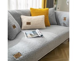 Hoekhoes voor 1/2/3/4-zitsbank - Fluwelen bankhoes Grijs - Antislip chaise longue hoes 70 x 210 cm hoekbank overtrek