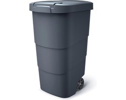 Hoekige Kunststof Vuilnisemmer met Wielen - 110 Liter Zwart
