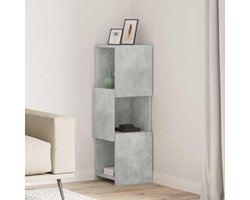 Hoekkast 30,5x30x95cm - Beton Grijs - Bewerkt hout - Ruimtebesparend opbergmeubel - Vemera