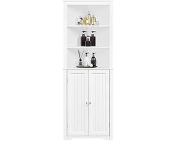 Hoekkast Badkamer – Driehoek – Met 2 Deuren En Verstelbare Vakken – Wit – 163 Cm Hoog