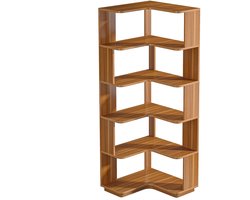 Hoekkast Brooklyn - Vakkenkast 165cm - Boekenrek Hoekmeubel - Opbergrek 6 lagen - Bruin
