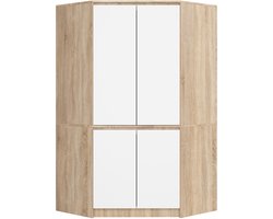 Hoekkast S100 / Kleidingkast met 4 Deuren / AKORD Furniture Factory / Sonoma Eik - Wit / 100 x 180 x 50 cm