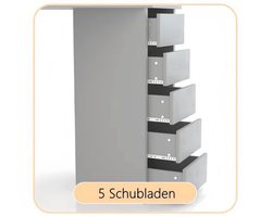 Hoekkosmetische Tafel – Hoekmake-uptafel – Make-uptafel – Kaptafel – Schminktisch – 3 Spiegels – 5 Laden – Ruimtebesparend – Moderne Grijze Styling