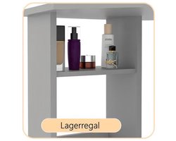 Hoekkosmetische Tafel – Hoekmake-uptafel – Make-uptafel – Kaptafel – Schminktisch – 3 Spiegels – 5 Laden – Ruimtebesparend – Moderne Grijze Styling