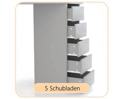 Hoekkosmetische Tafel – Hoekmake-uptafel – Make-uptafel – Kaptafel – Schminktisch – 3 Spiegels – 5 Laden – Ruimtebesparend – Moderne Grijze Styling