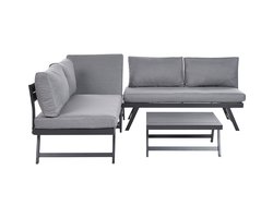 Hoekloungeset met tafel 5-zits COCCORINO Grijs Metaal