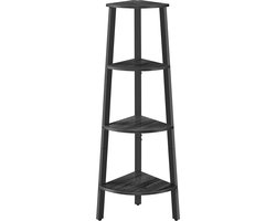 Hoekplank 4-laags boekenkast ladderplank opbergplank plantenplank industrieel ontwerp stalen frame antracietgrijs-matzwart LLS034B22 - VASAGLE