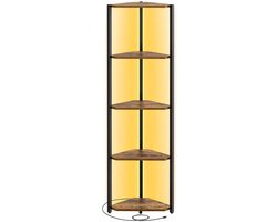 Hoekplank – 5 Niveaus – Met LED-Verlichting – Vintage Bruin – Warm Design