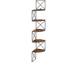 Hoekplank – Boekenkast met Zigzagdesign – 5 Niveaus – Vintage Bruin/Zwart