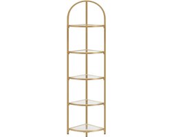 Hoekplank - Hoekboekenkast - Staand rek - Metalen frame - Met 5 niveaus