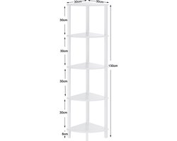 Hoekplank staand rek boekenkast - 5 niveaus ladderrek opbergrek - plantenrek woonkamer - industrieel design wit JSJ001W