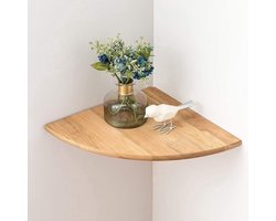 Hoekplank van massief eikenhout, zwevend ontwerp voor wandmontage, decoratieve opbergoplossing