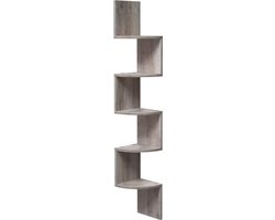 Hoekplank, wandplank met 5 planken, zwevende plank, voor keuken, slaapkamer, woonkamer, studeerkamer, kantoor, greige