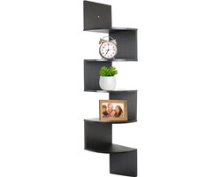 Hoekplank zigzag-effect 5 planken spaanplaat 15 mm Dallas - 192x192x123 cm - zwart corner shelf wall