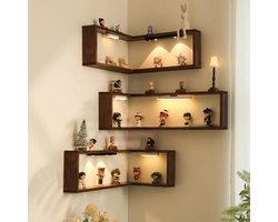Hoekplanken Zwevend - Opslagrek - Display Rek - Hout - L-vormig Ontwerp - voor Slaapkamer, Badkamer, Keuken, Wasruimte