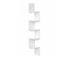 Hoekrek - 20x125x20 cm - wit - met planken