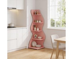 Hoekrek - 5-Laags - Boekenkast Voor Hoek - Multifunctioneel - Hout - Zwart