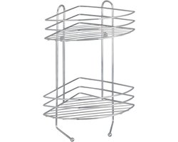 Hoekrek met 2 Niveaus en Haken - Staal, 23 x 43 x 30.5 cm, Chroom