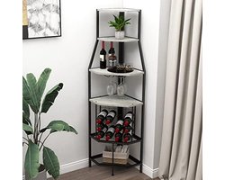 Hoekwijnrek met 5 planken - Ruimtebesparend design met glazenhouder