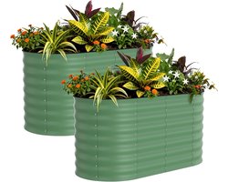 HoerFuriy 2-Stuks Verhoogde Plantenbakken - 120x60x60 cm - Verzinkt Staal - Groen - Moestuinbak voor Groenten & Bloemen - Roestvrij & Duurzaam