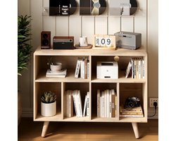 HOERFURIY Platenspeler Meubel met stopcontact en USB – Platenstandaard Platenspelerkast Vinyl opbergrek voor 350 platen – LP-kast -Houten open kast voor woonkamer slaapkamer kantoor - Vintage
