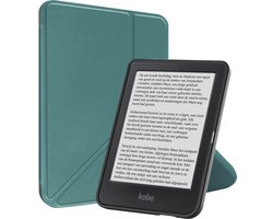 Hoes Geschikt voor Kobo Clara BW - Luxe E-reader Trifold Case - Bescherm Hoesje Book Cover - Donkergroen