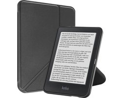 Hoes Geschikt voor Kobo Clara BW - Luxe E-reader Trifold Case - Bescherm Hoesje Book Cover - Zwart