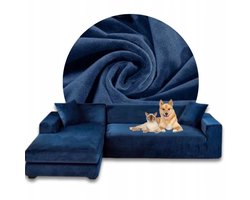 Hoes voor Hoekbank Bank 2 Persoons Velours Premium Blauw