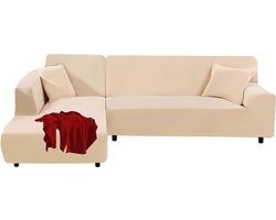 Hoes voor L-vormige modulaire bank - 2 stuks - meubelbeschermer - slipcovers - zachte polyester stof - chaise longue bankhoes - gebroken wit - 3-zits + 4-zits hoekbank overtrek
