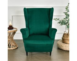 Hoes voor oorfauteuil, plaids voor fauteuils, hoezen voor oorfauteuils (Donkergroen)